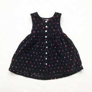 Vintage Oshkosh black velvet floral print dress 2T